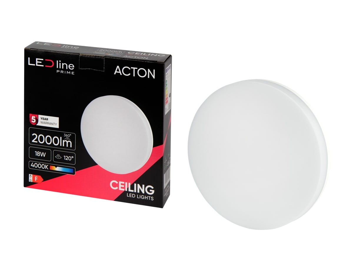 LED gaismeklis, virszemes montāžai, ACTON 18W 2000lm 4000K IP54 apaļš