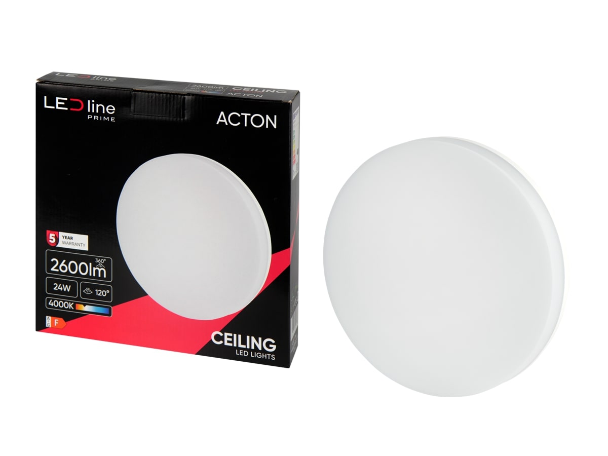 LED gaismeklis, virszemes montāžai, ACTON 24W 2600lm 4000K IP54 apaļš