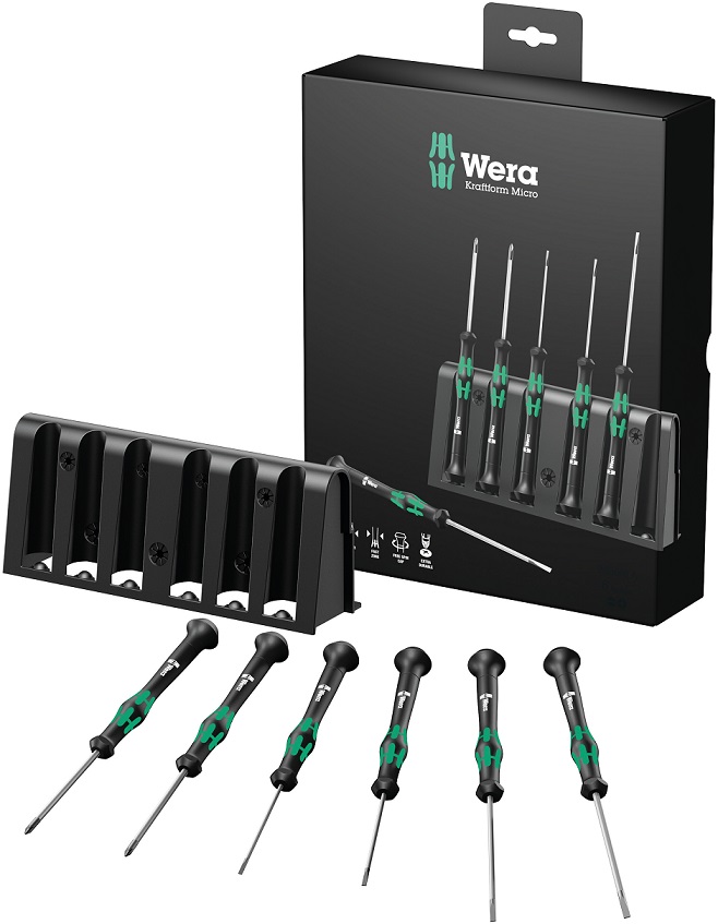 Skrūvgriežu komplekts elektronikai ar statīvu 2035/6 118150 Wera