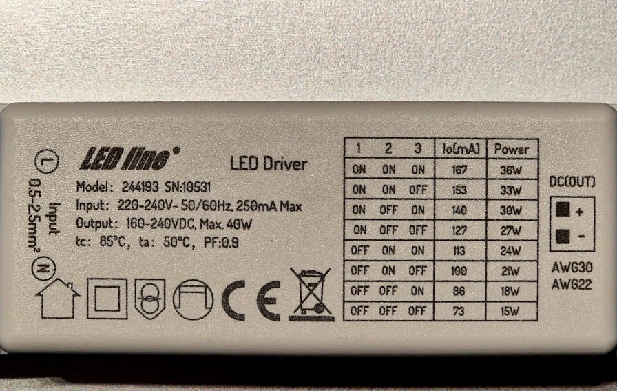 LED lampa 60x60, 230Vac 15-36W 2250-5040lm, 4000K neitrāli balta, DIORA, LED line