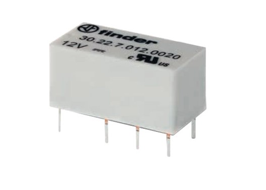 30 sērijas PCB releji, 2 CO (DPDT) - 2 A kontakti, 12 V jutīga līdzstrāvas spole