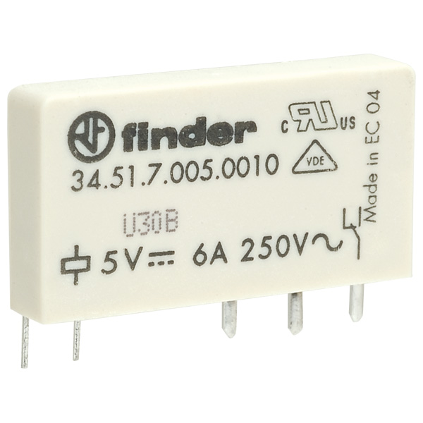Relejs šaurs 5VDC, 1CO, 6A