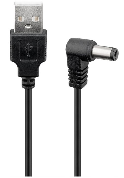 Goobay USB līdz līdzstrāvas kabelis 5,5 x 2,1 mm, 1 m, 5 V 1A, melns