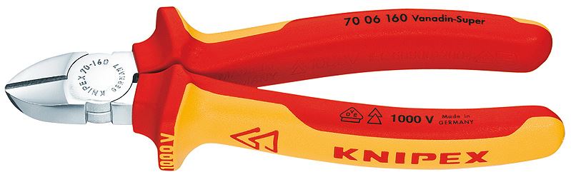 Asknaibles elektriķu 160mm (2.0mm) VDE 1000 V Knipex 70 06 160 KNIPEX
