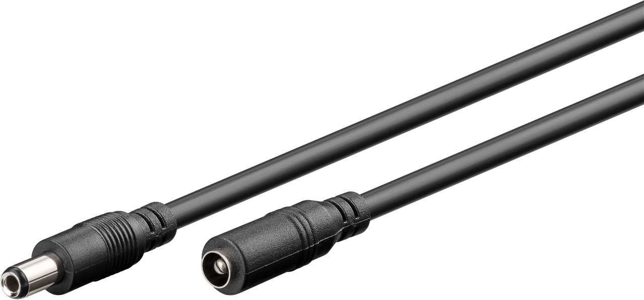 Līdzstrāvas pagarinātājs, 10 m 5,5x2,1 mm melns 2x0,5 mm² 12V 2A