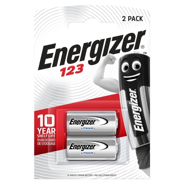 Lithium Battery CR123A (CR17345, DL123A) 3V 1.5Ah Energizer 2pcs blister