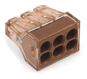 Universālais vadu savienojums 6x1,5-4 mm brūns 32A 400V WAGO