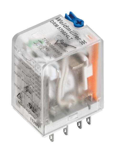 Relejs 24 VDC, 5A, 4CO, ar indikāciju+TEST, Weidmuller