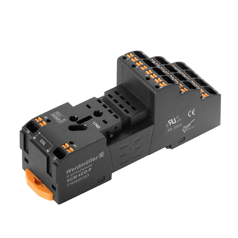 Ligzda  SCM 4CO P, 4CO, 6 A, 250 V, "Push In" veids, melns, Weidmuller