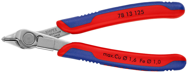 Knaibles 78 13 125 Cu max Ø1,6mm pulēts tērauds max 0.3mm, ar fiksatoru KNIPEX