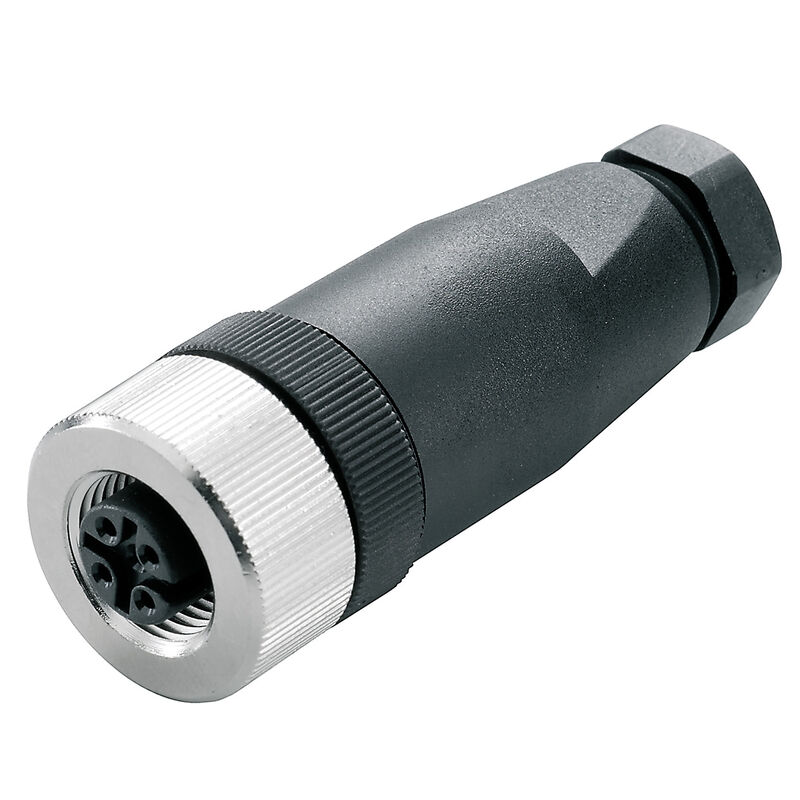 Apaļa kontaktdakša (pielāgojama uz vietas), Sieviešu kontaktligzda, taisna, Skrūvju savienojums, M12, 0,14 mm², 0,75 mm², 4 - 6 mm, Polu skaits: 4, Ek