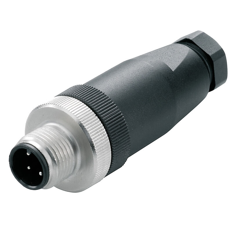 Apaļa kontaktdakša (pielāgojama uz vietas), tapaina, taisna, Skrūvju savienojums, M12, 0,14 mm², 0,75 mm², 4 - 6 mm, Polu skaits: 4, Ekrāna savienojum