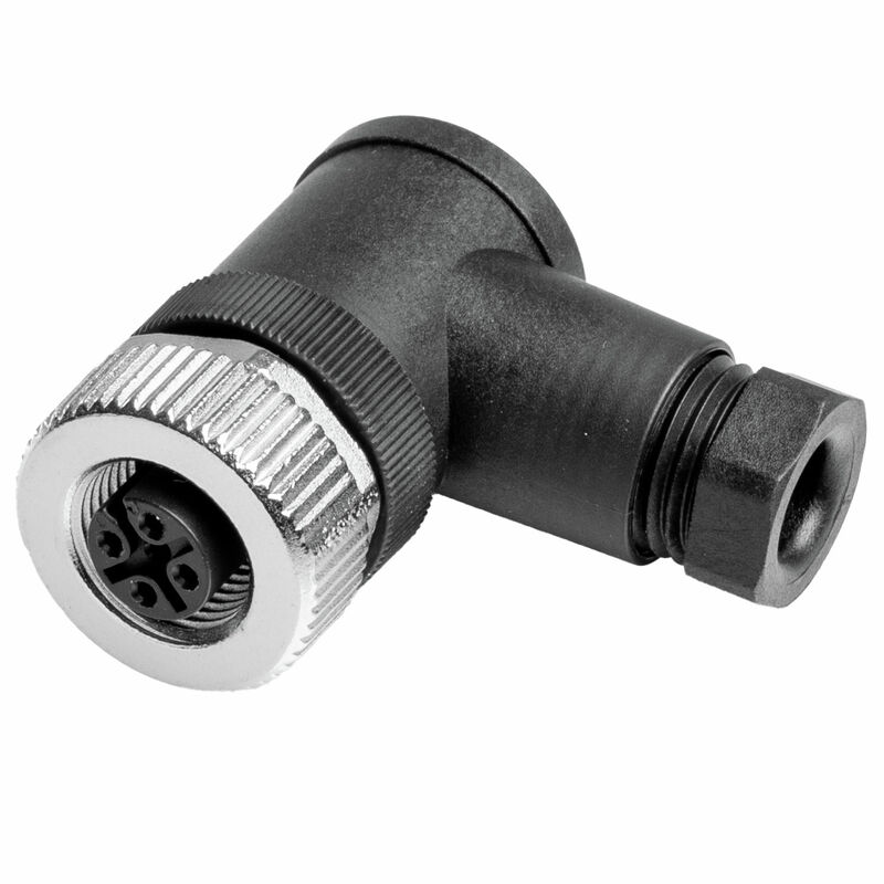Apaļš kontaktdakša (pielāgojama uz vietas), Kontaktligzda, leņķveida, Skrūvju savienojums, M12, 0,14 mm², 0,75 mm², 4 - 6 mm, Polu skaits: 4, Ekrāna s