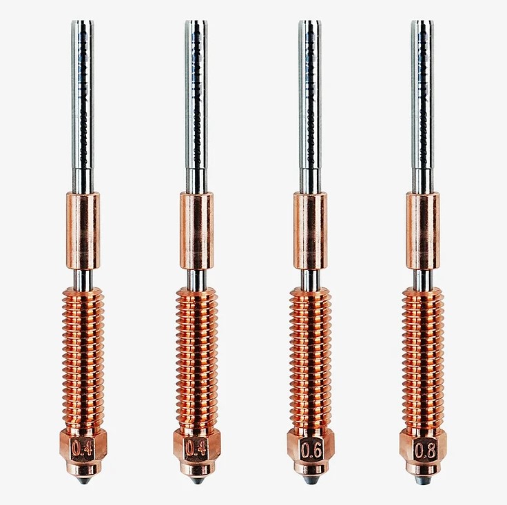 Sprauslu komplekts "Unicorn" 2x0,4mm 1x0,6mm 1x0,6mm 1x0,8mm ar termobremzi K1C, ENDER-3V3, K1MAX (ar modernizētu karsto galu) CREALITY
