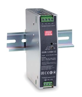 Sprieguma pārveidotājs DC/DC 16.8-33.6V:12V 10A, uzstādāms uz DIN sliedes, MEAN WELL