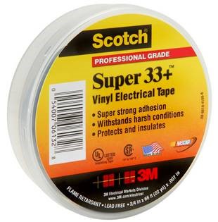 Izolācijas lente 3M Scotch Super 33+ elektro izolācijai vinila lente 0.177mmx19mmx20m, melna