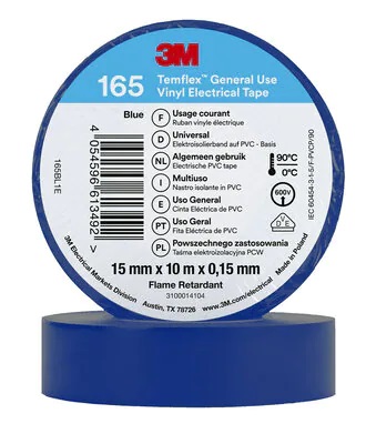 Vinila elektriskā lente 3M Temflex 165 15mmx15mmx10m, zila, 3M