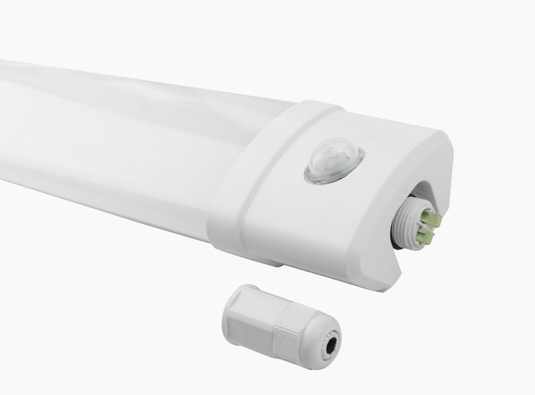 Hermētisks gaismeklis ar PIR, TRI-PROOF, 230Vac, 30W, 3600lm, 65cm, IP65, 4000K, LEDOM