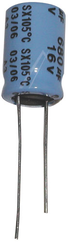 Zemas pretestības kondensators 680uF 16V 105° 10x15mm RoHS