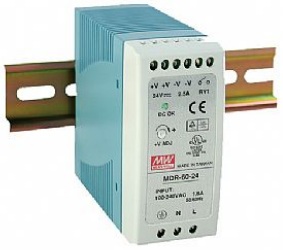 Impulsu barošanas bloks 24V 2.5A 60W stiprināms uz DIN sliedes MEAN WELL