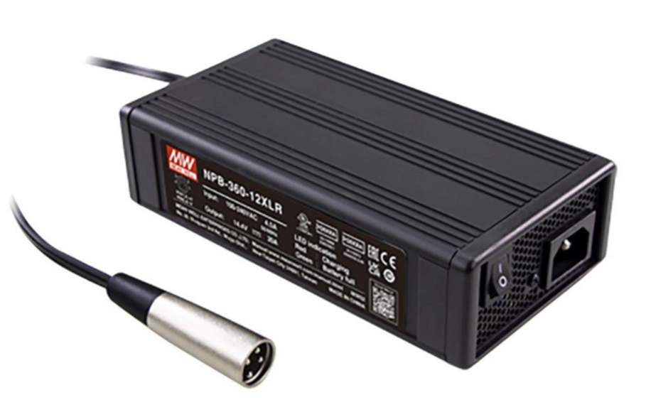 Battery Pb, Li-ion Charger 27.6V 12A, XLR, PFC, MEAN WELL
