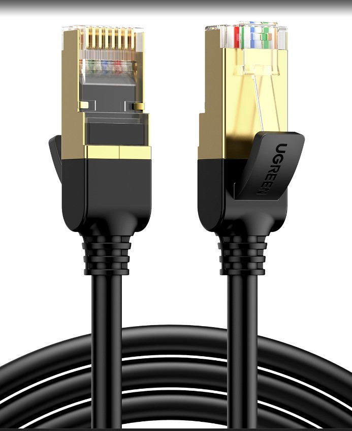 Kabelis F/FTP CAT7 ar 2xRJ45 spraudņiem 1,5 m melns NW107 UGREEN