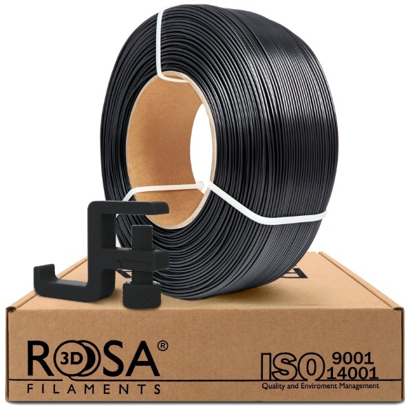 Filaments PCTG melns 1,75 mm 1 kg uzpildes Rosa3D