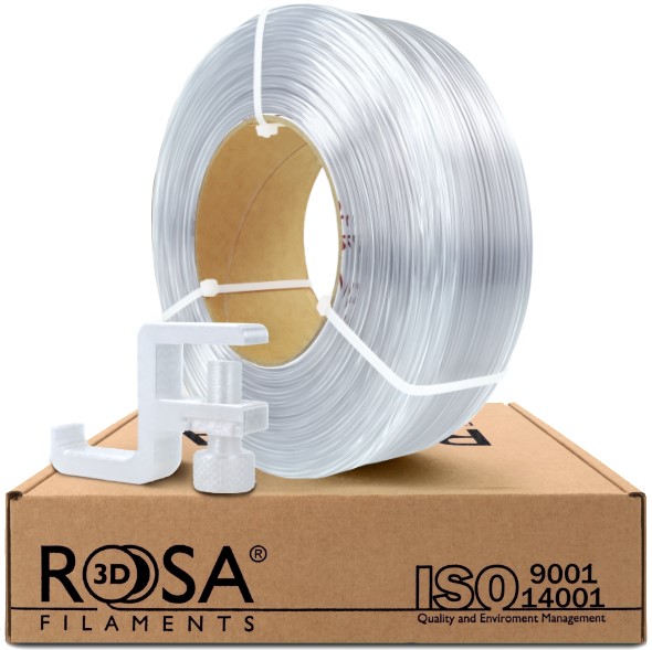 Filaments PCTG caurspīdīgs 1,75 mm 1 kg uzpildes Rosa3D