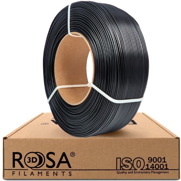 Filaments PET-G melns 1,75 mm 1 kg uzpildes Rosa3D