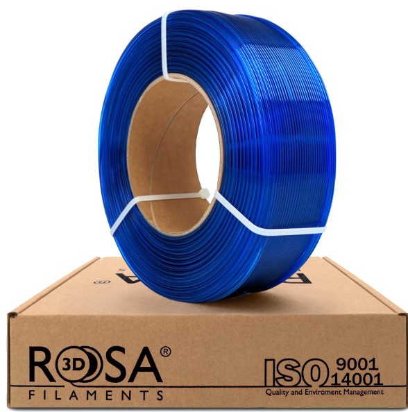 Filaments PET-G blue sky caurspīdīgs 1,75 mm 1 kg uzpildes Rosa3D