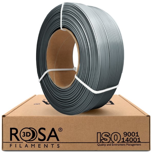 Filaments PLA pelēks 1,75 mm 1 kg uzpildes Rosa3D