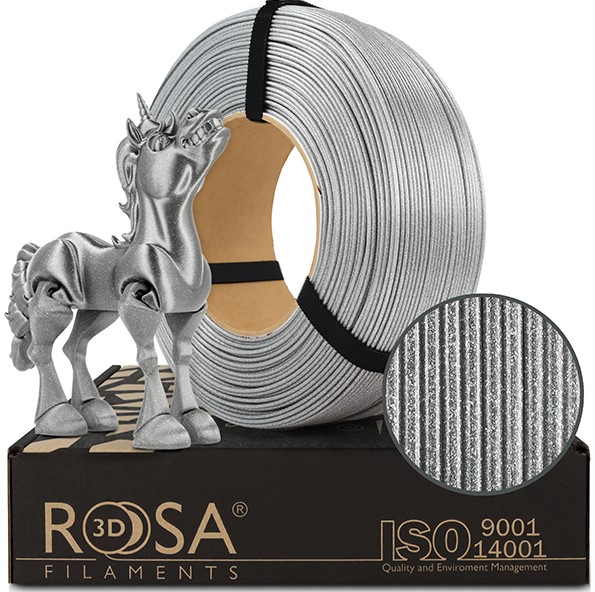 Filaments PLA Galaxy Briliant Silver 1.75mm 1kg Rosa3D