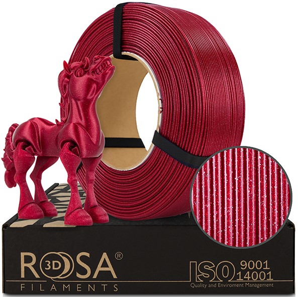 Filaments PLA Galaxy Red Wine 1.75mm 1kg uzpildes materiāls Rosa3D