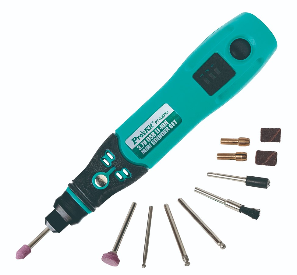 Li-ion mini Slīpmašīnu komplekts, PT-5205U, 3,7V USB, Pro'sKit