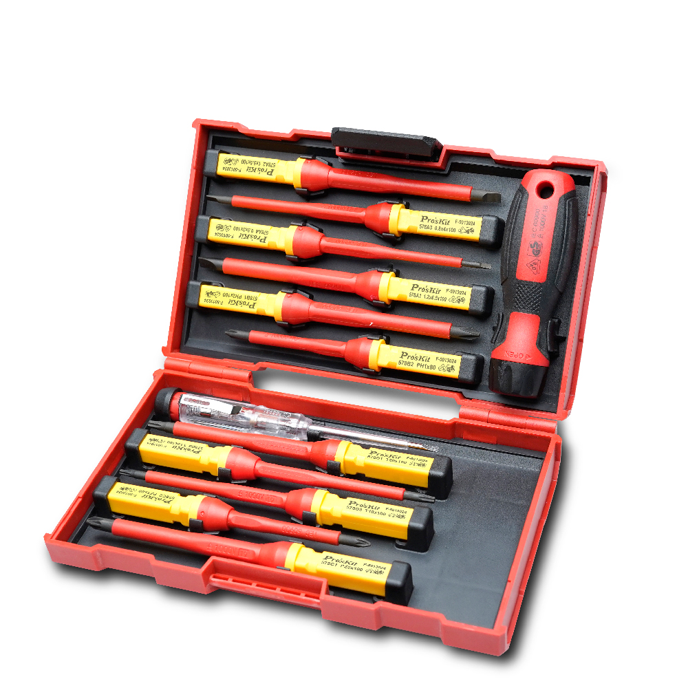 Skrūvgriežu komplekts (13 daļas) elektriķiem VDE 1000V SD-V861 Pro'sKit