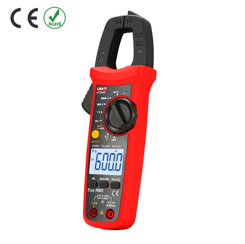 Strāvas mērīšanas knaibles UT204R CATII, CATIII, frekvence, temp, pīkstulis, diode, pretestība  UNI-T AC DC 600A