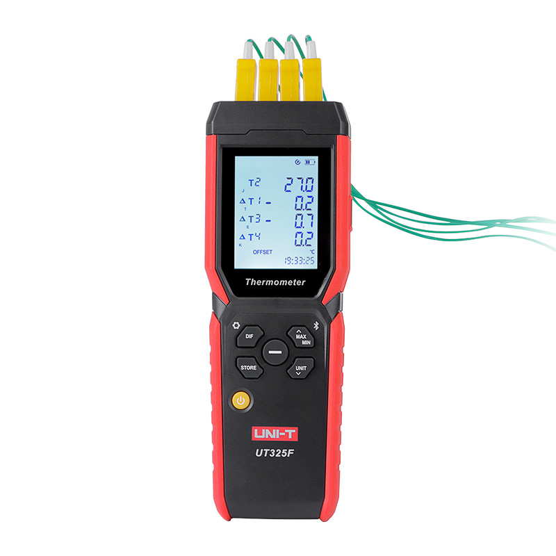 4-Channel thermometer -200.0°C~1372°C: Type-K; 7 types of thermocouples supported;APP and PC software;72000 groups;