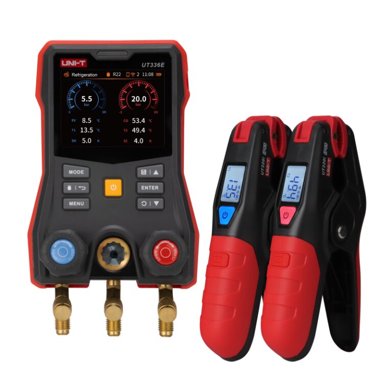 UT336E KIT digitālais kombinētais mērītājs ar bezvadu temperatūras skavām, -1,00–+60,00 bar UNI-T
