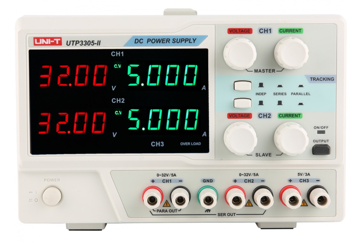 Laboratorijas barošanas avots 2x(0-32V) 2x(0-5A) ar fiksēto 5V 5A