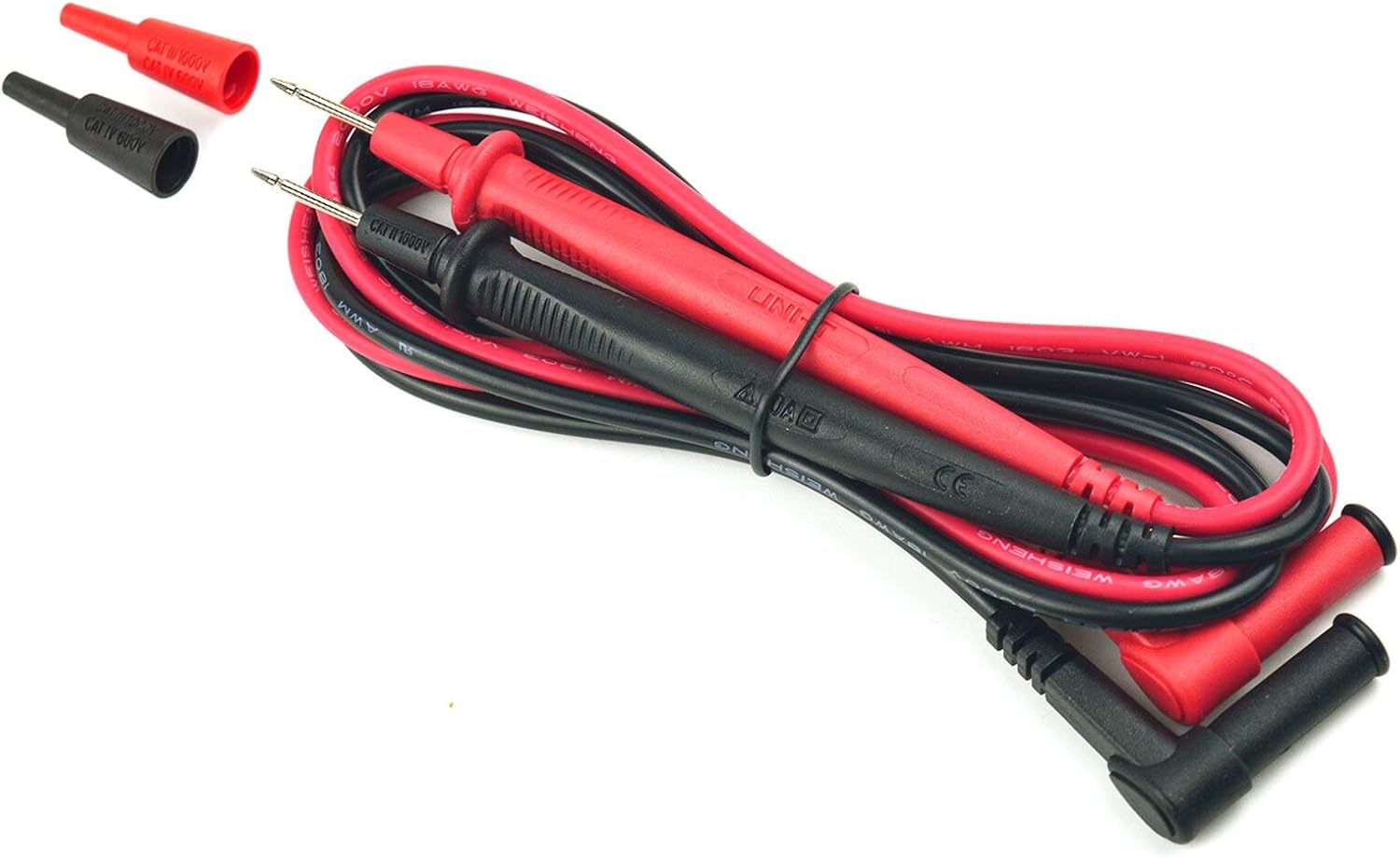 Mērīšanas vadi 0,9 m, 115 mm, CAT III 1000 V/CAT IV 600 V 10 A, EN 61010-031 A1: 2015, UNI-T