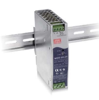 60W vienas izejas  uz DIN sliedes liekams barošanas bloks  24V 2.5A, MEAN WELL
