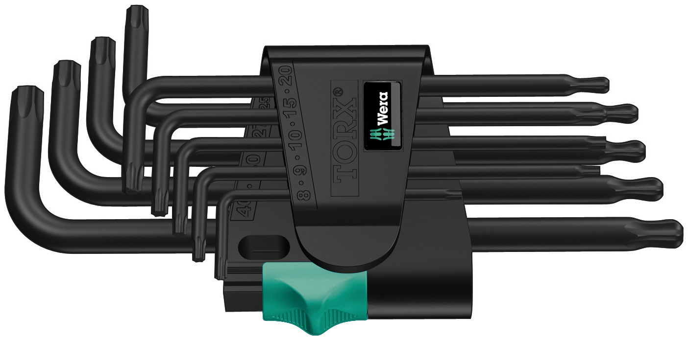 Zvaigžņu L-atsēgu komplekts, BlackLaser 967 PKL / 9 TORX 024242 Wera