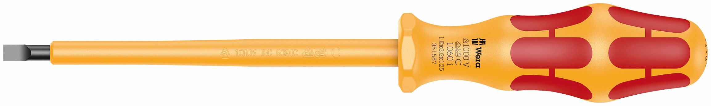1060 i VDE izolēts Kraftform rievotais skrūvgriezis 1,0x5,5x125mm 051587 Wera
