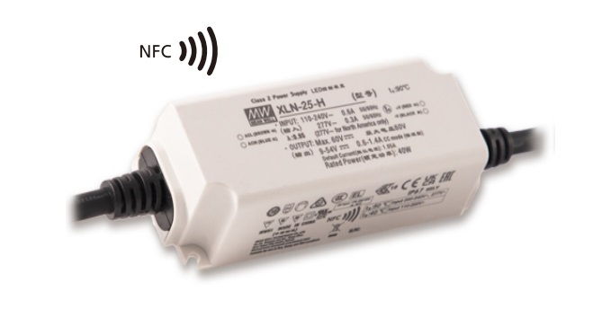 25W Constant Power Mode LED 700mA, 9-54V, NFC, 3in1 dimming, IP67, MEAN WELL