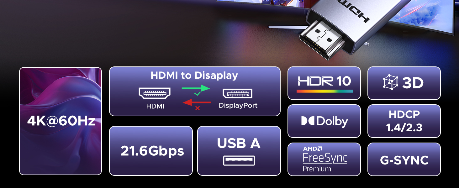 4k hdmi to dp cable