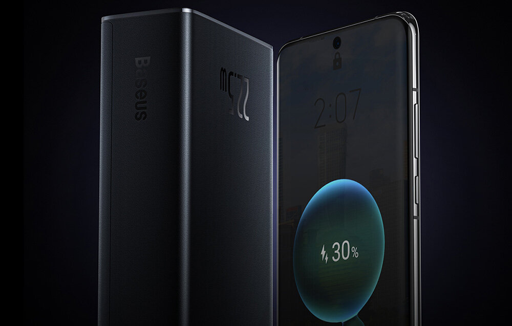Išorinė baterija BASEUS Star-Lord PPXJ080101 30000mAh 22.5W juoda, saugi talpa, energijos vartojimo efektyvumas, greitas įkrovimas